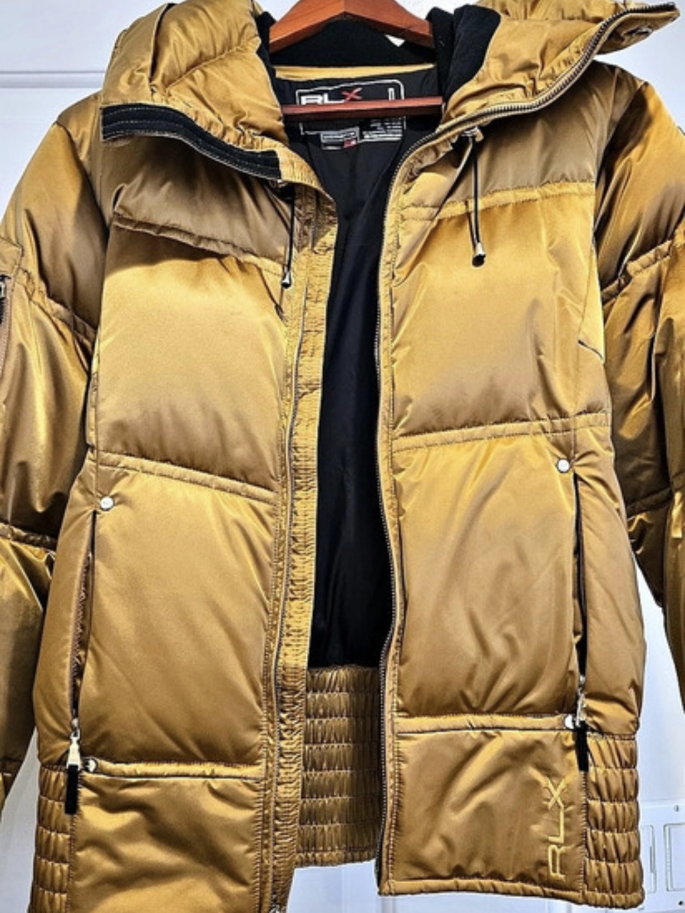 Ralph Lauren Gold Puffer Jacket Size Large Like New